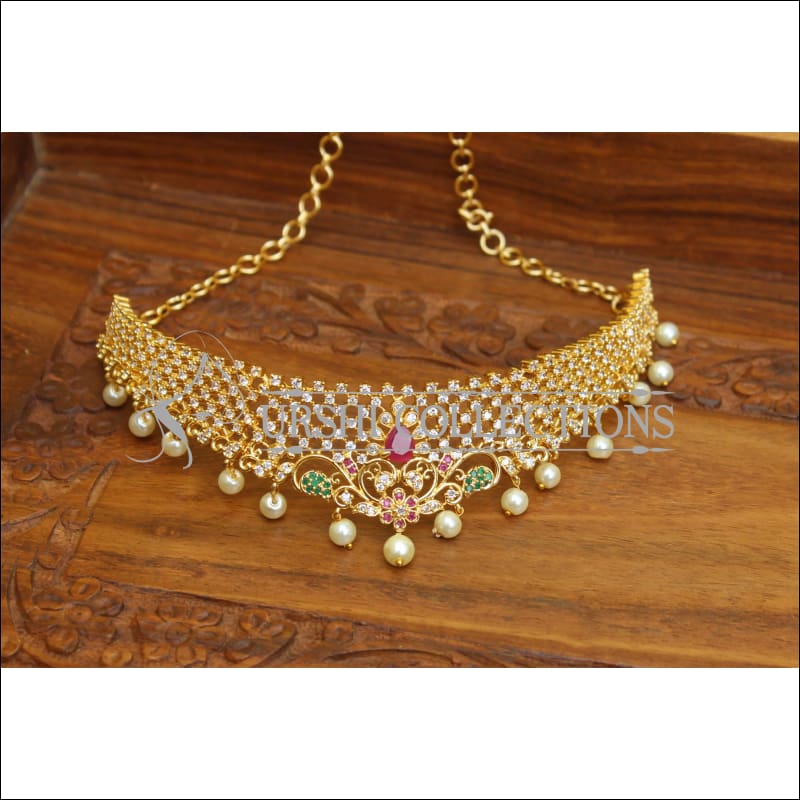 DESIGNER GOLD PLATED CZ NECKLACE UTV320 - Necklace Set