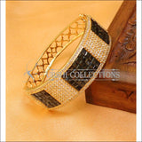 Designer Gold Plated CZ Openable Kada UC-NEW1586 - Black - Bracelets