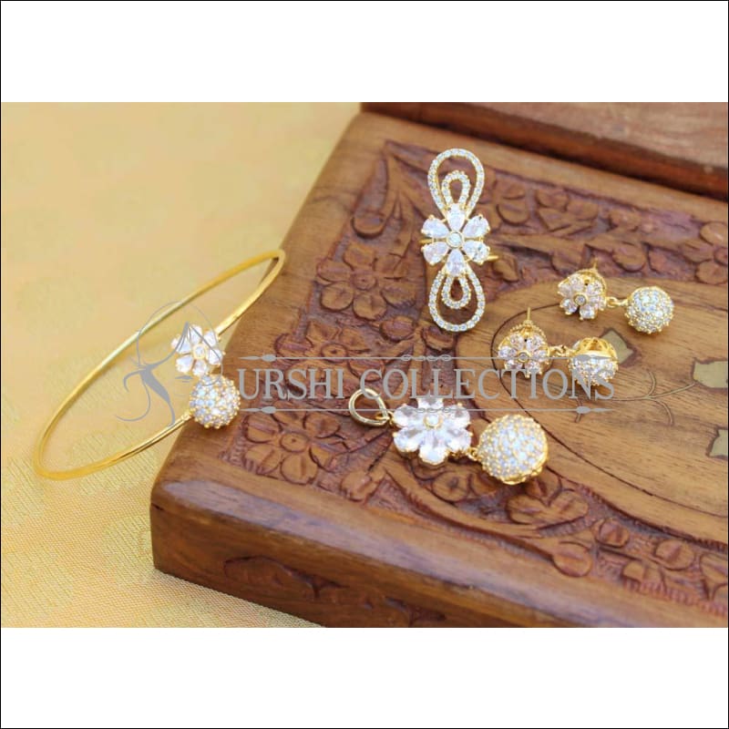 Designer Gold Plated CZ Openable Kada UC-NEW1591 - White - Bracelets