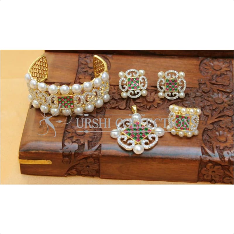 Designer Gold Plated CZ Openable Kada UC-NEW2590 - Multi - Bracelets