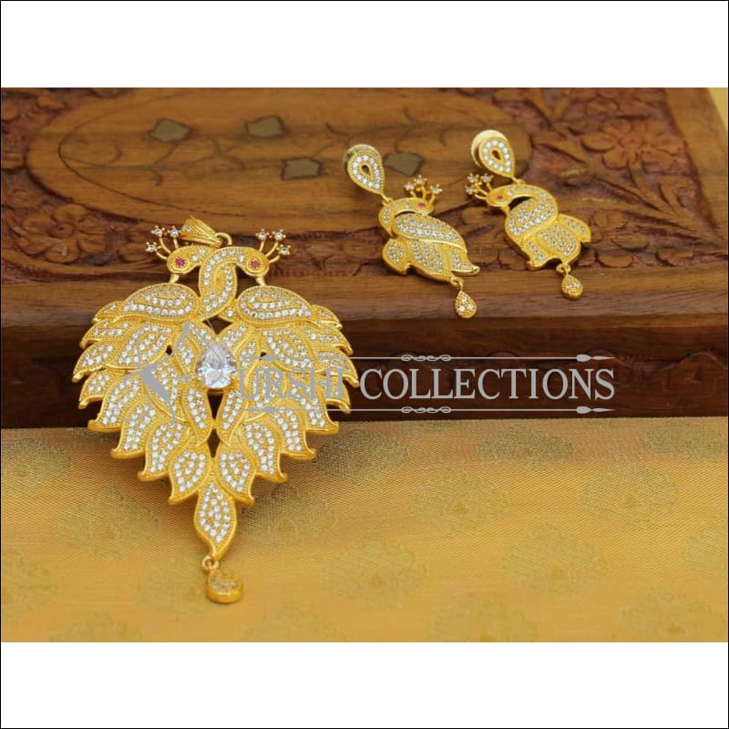 Designer Gold Plated CZ Peacock Pendant Set UC-NEW1751 - Pendant Set