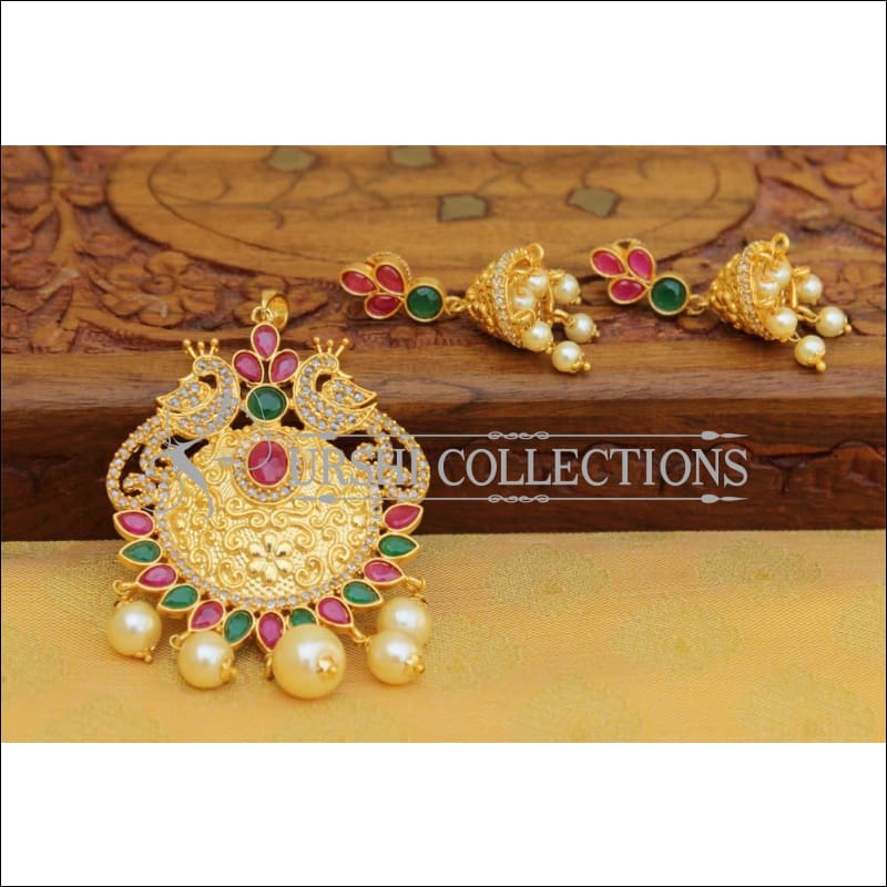 Designer Gold Plated CZ Peacock Pendant Set UC-NEW1754 - Pendant Set