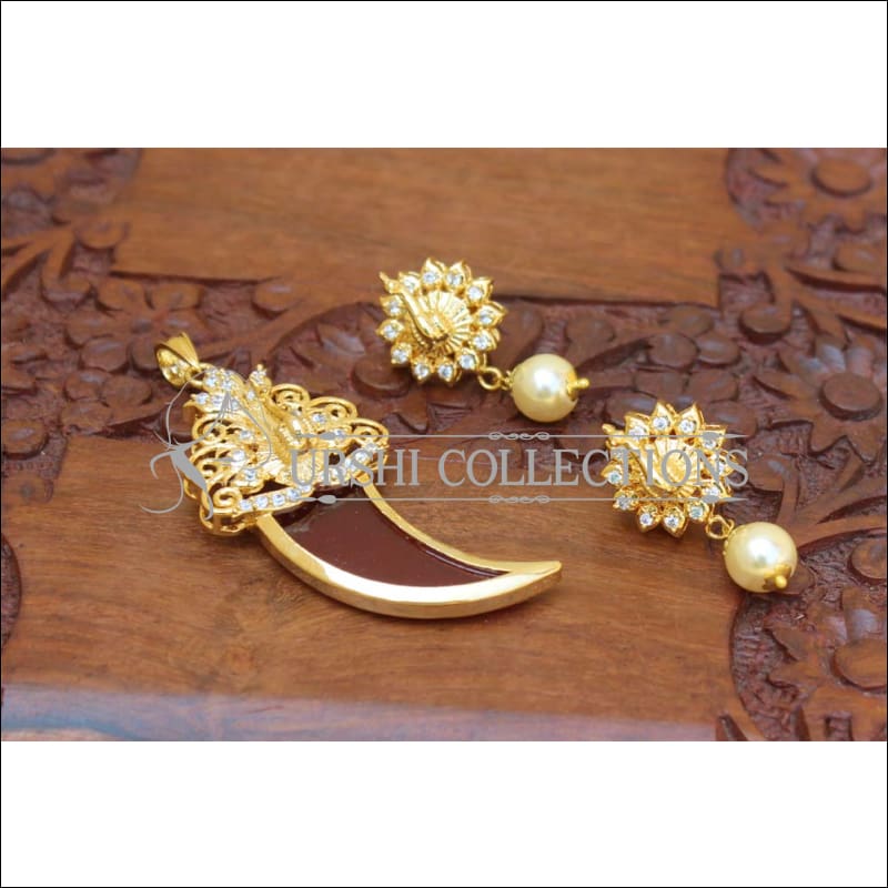 Designer gold plated CZ pendant set M433 - PINK - Pendant Set