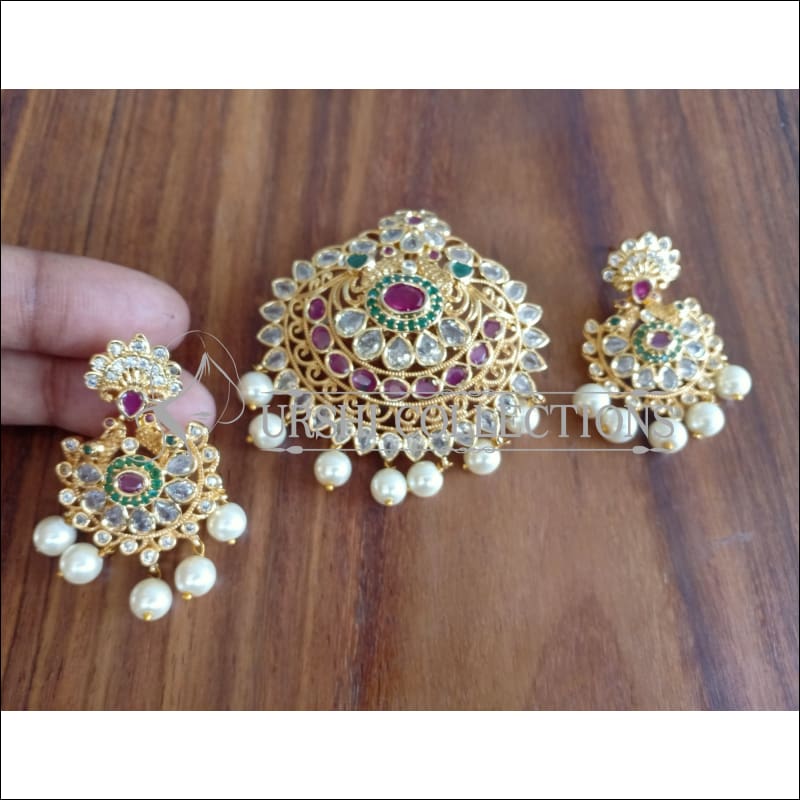 DESIGNER GOLD PLATED CZ PENDANT SET UTV1259 - Pendant Set