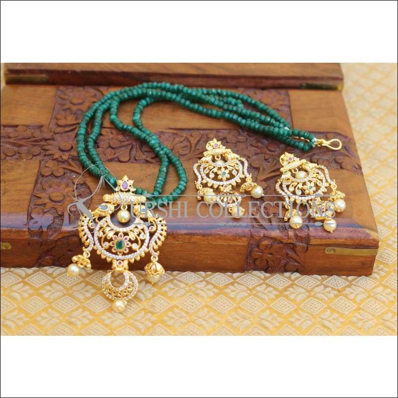 DESIGNER GOLD PLATED CZ NECKLACE SET UTV287 - Necklace Set