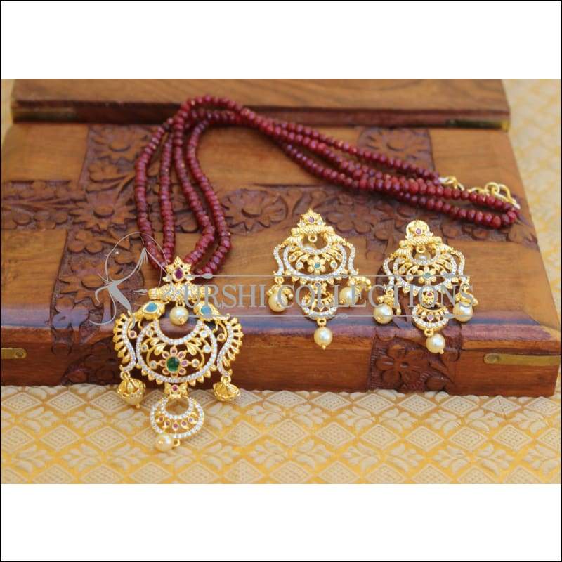 DESIGNER GOLD PLATED CZ NECKLACE SET UTV289 - Necklace Set