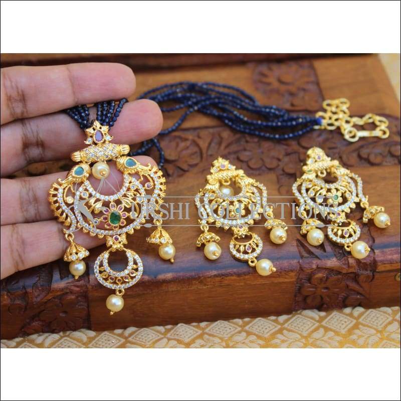 DESIGNER GOLD PLATED CZ NECKLACE SET UTV290 - Necklace Set