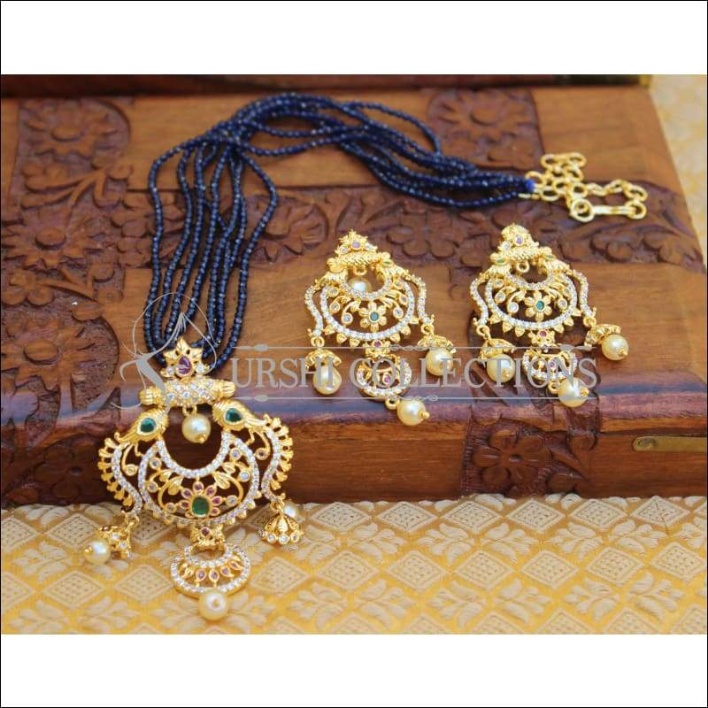 DESIGNER GOLD PLATED CZ NECKLACE SET UTV290 - Necklace Set