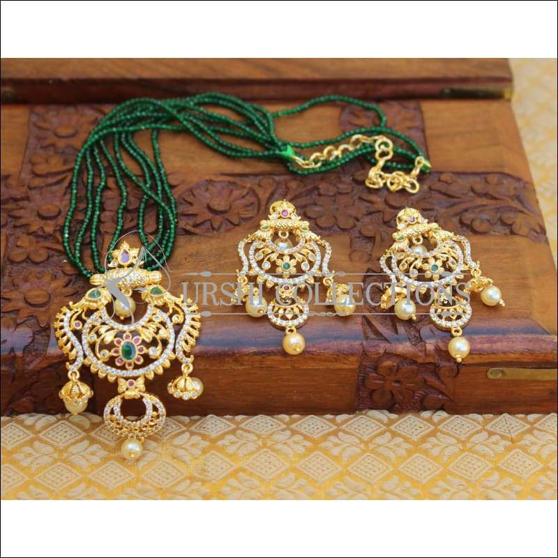 DESIGNER GOLD PLATED CZ NECKLACE SET UTV291 - Necklace Set