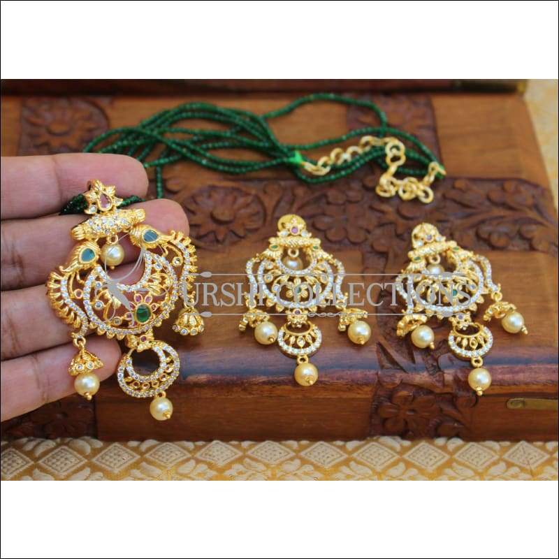 DESIGNER GOLD PLATED CZ NECKLACE SET UTV291 - Necklace Set