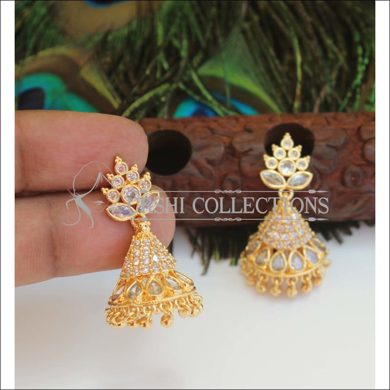 Designer Gold plated earrings M291 - WHITE - Earrings
