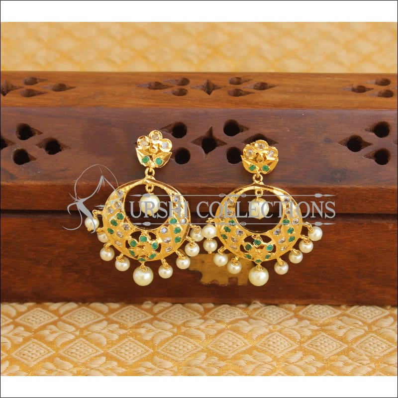 Designer gold plated earrings M351 - GREEN - EARRINGS