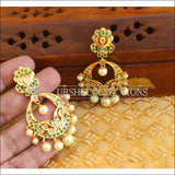 Designer Gold plated earrings M353 - GREEN AND WHITE - EARRINGS