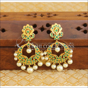 Designer Gold plated earrings M353 - GREEN - EARRINGS