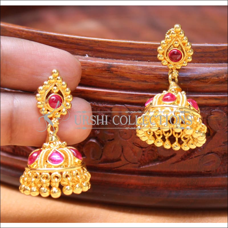 Designer Gold Plated Earrings Set UC-NEW2274 - Red - Earrings