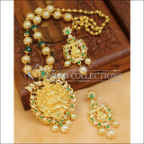 Designer Gold Plated Handmade Lakshmi Necklace Set UC-NEW1035 - Green - Necklace Set