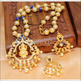 Designer Gold Plated Handmade Lakshmi Necklace Set UC-NEW787 - Blue - Necklace Set