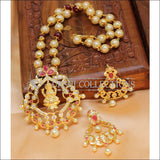 Designer Gold Plated Handmade Lakshmi Necklace Set UC-NEW787 - Red - Necklace Set