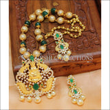 Designer Gold Plated Handmade Lakshmi Necklace Set UC-NEW791 - Green - Necklace Set