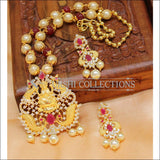 Designer Gold Plated Handmade Lakshmi Necklace Set UC-NEW791 - Red - Necklace Set
