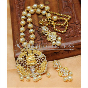 Designer Gold Plated Handmade Lakshmi Necklace Set UC-NEW791 - White - Necklace Set