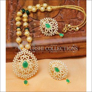 Designer Gold Plated Handmade Necklace Set UC-NEW1000 - Green - Necklace Set