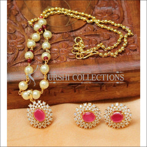 Designer Gold Plated Handmade Necklace Set UC-NEW1004 - Red - Necklace Set