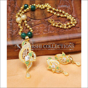 Designer Gold Plated Handmade Necklace Set UC-NEW1008 - Green - Necklace Set