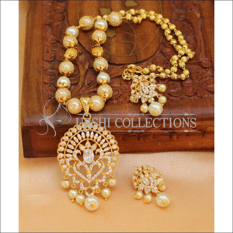 Designer Gold Plated Handmade Necklace Set UC-NEW1013 - White - Necklace Set