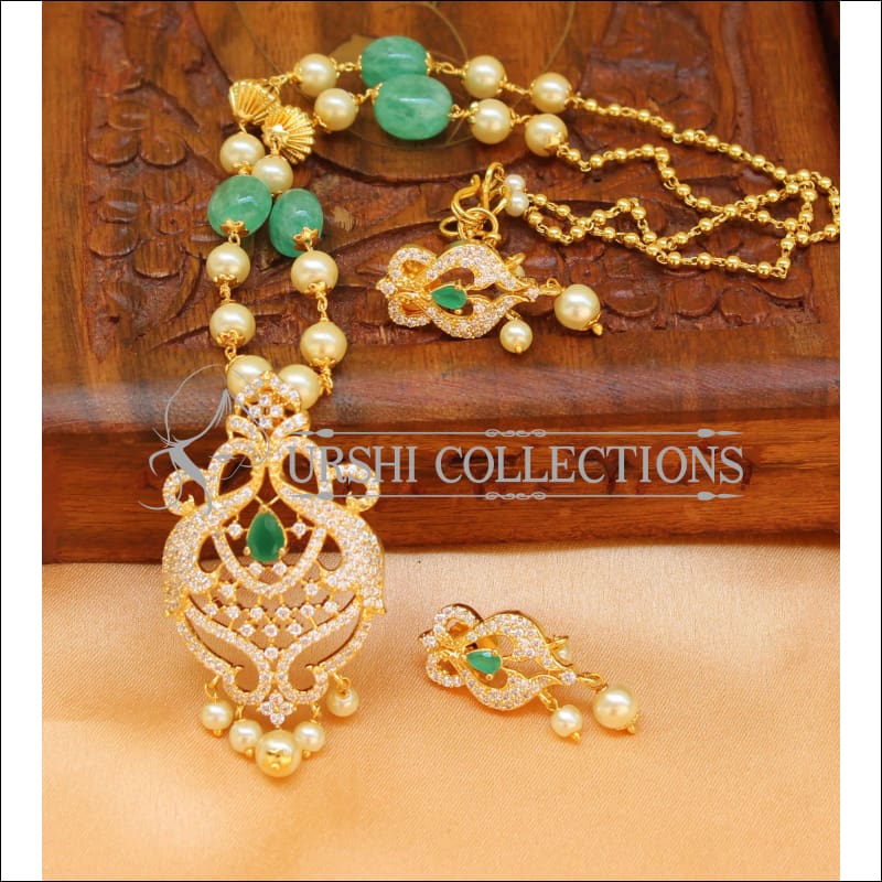 Designer Gold Plated Handmade Necklace Set UC-NEW1026 - Green - Necklace Set
