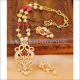 Designer Gold Plated Handmade Necklace Set UC-NEW1026 - Red - Necklace Set