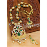 Designer Gold Plated Handmade Necklace Set UC-NEW1030 - Green - Necklace Set