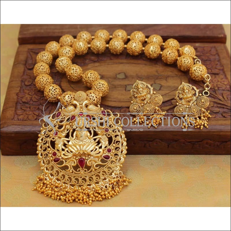 Designer Gold Plated Handmade Necklace Set UC-NEW2780 - Red - Necklace Set