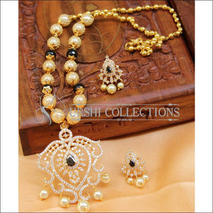 Designer Gold Plated Handmade Necklace Set UC-NEW795 - Black - Necklace Set