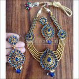 DESIGNER GOLD PLATED KEMPU NECKLACE SET UTV1094 - BLUE - Necklace Set