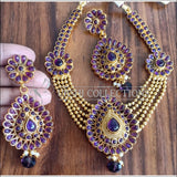 DESIGNER GOLD PLATED KEMPU NECKLACE SET UTV1094 - PURPLE - Necklace Set