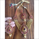 DESIGNER GOLD PLATED KEMPU NECKLACE SET UTV1094 - RUBY - Necklace Set