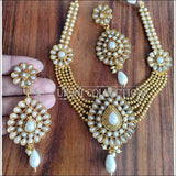 DESIGNER GOLD PLATED KEMPU NECKLACE SET UTV1094 - Necklace Set