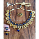 DESIGNER GOLD PLATED KEMPU NECKLACE SET UTV1144 - BLUE - Necklace Set
