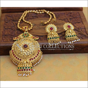 Designer Gold Plated Kempu Pendant Set UC-NEW2605 - Multi - Pendant Set