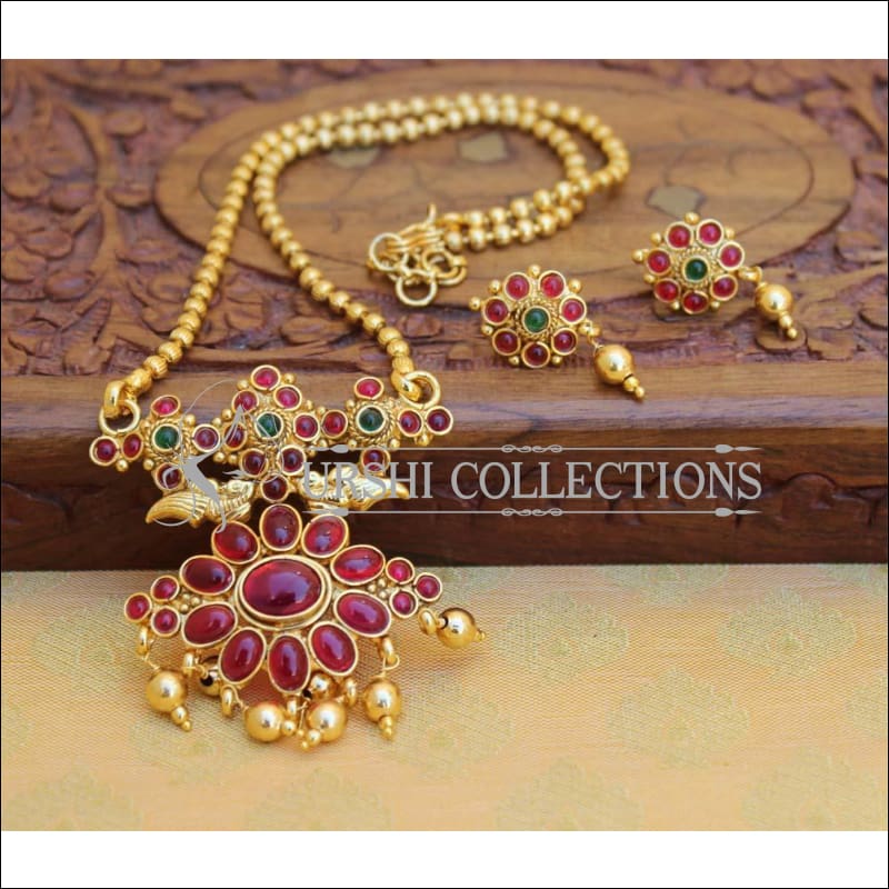Designer Gold Plated Kempu Pendant Set UC-NEW2637 - Multi - Pendant Set
