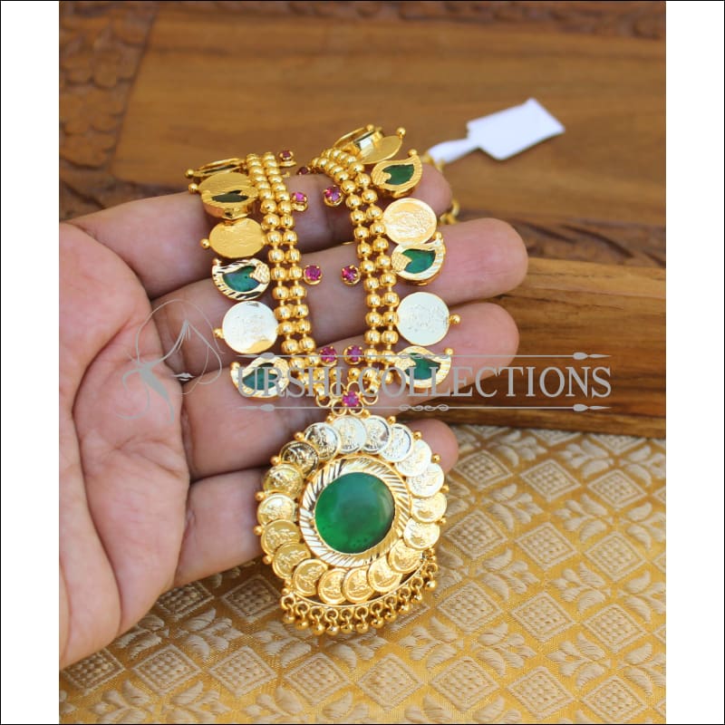 DESIGNER GOLD PLATED KERALA STYLE PALAKKA COIN NECKLACE M45 - Necklace Set