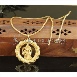 Designer Gold plated kerala style pendant with chain M226 - Pendant Set