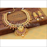 Designer Gold Plated Lakshmi Necklace Set UC-NEW756 - Red - Necklace Set