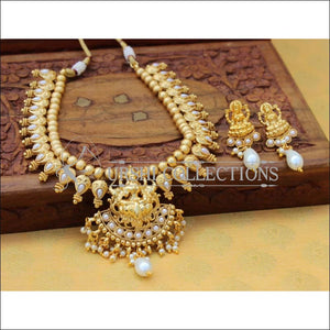 Designer Gold Plated Lakshmi Necklace Set UC-NEW756 - White - Necklace Set