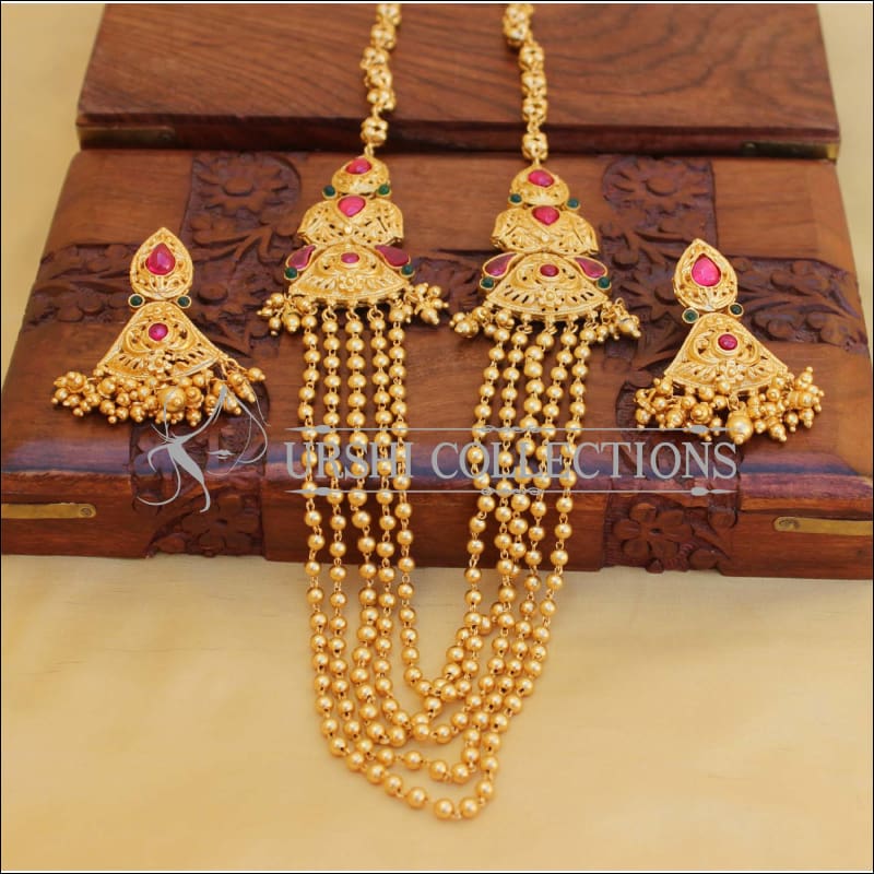 DESIGNER GOLD PLATED MULTY LAYER NECKLACE SET UTV426 - Necklace Set