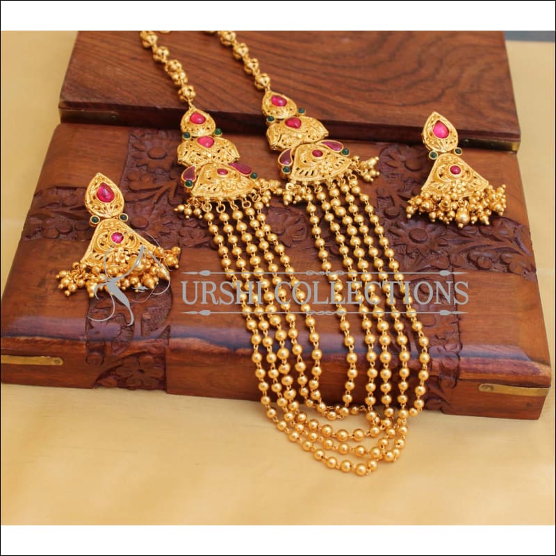 DESIGNER GOLD PLATED MULTY LAYER NECKLACE SET UTV426 - Necklace Set