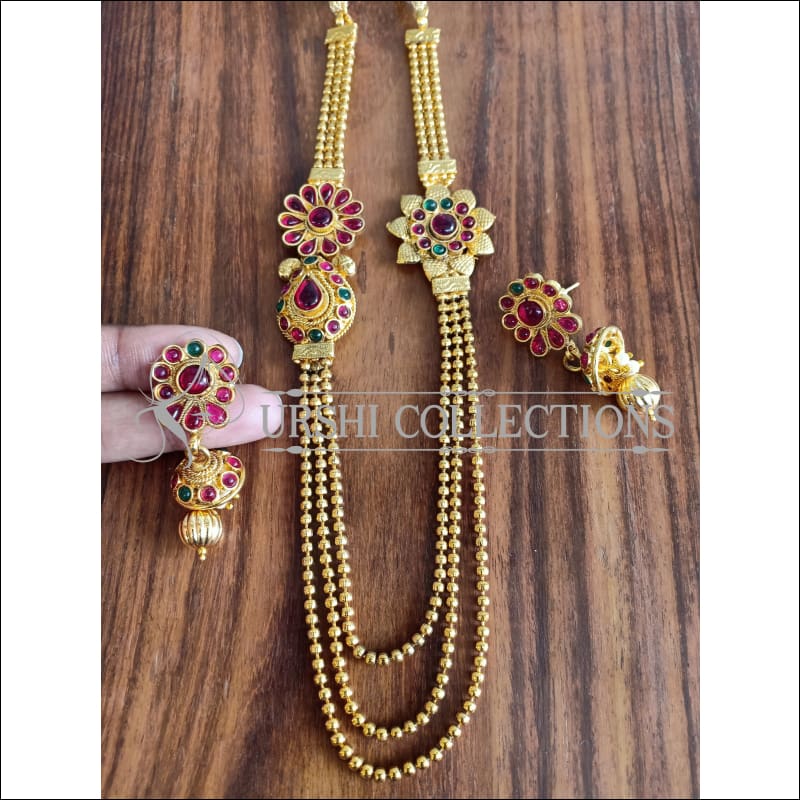 DESIGNER GOLD PLATED MULTY LAYER NECKLACE SET UTV885 - Necklace Set