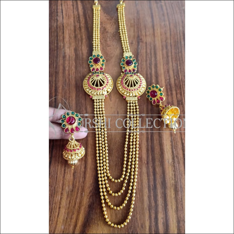 DESIGNER GOLD PLATED MULTY LAYER NECKLACE SET UTV900 - Necklace Set