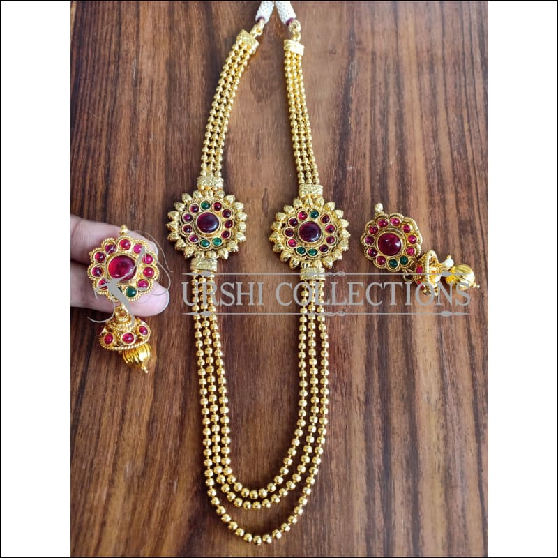 DESIGNER GOLD PLATED MULTY LAYER NECKLACE SET UTV909 - Necklace Set